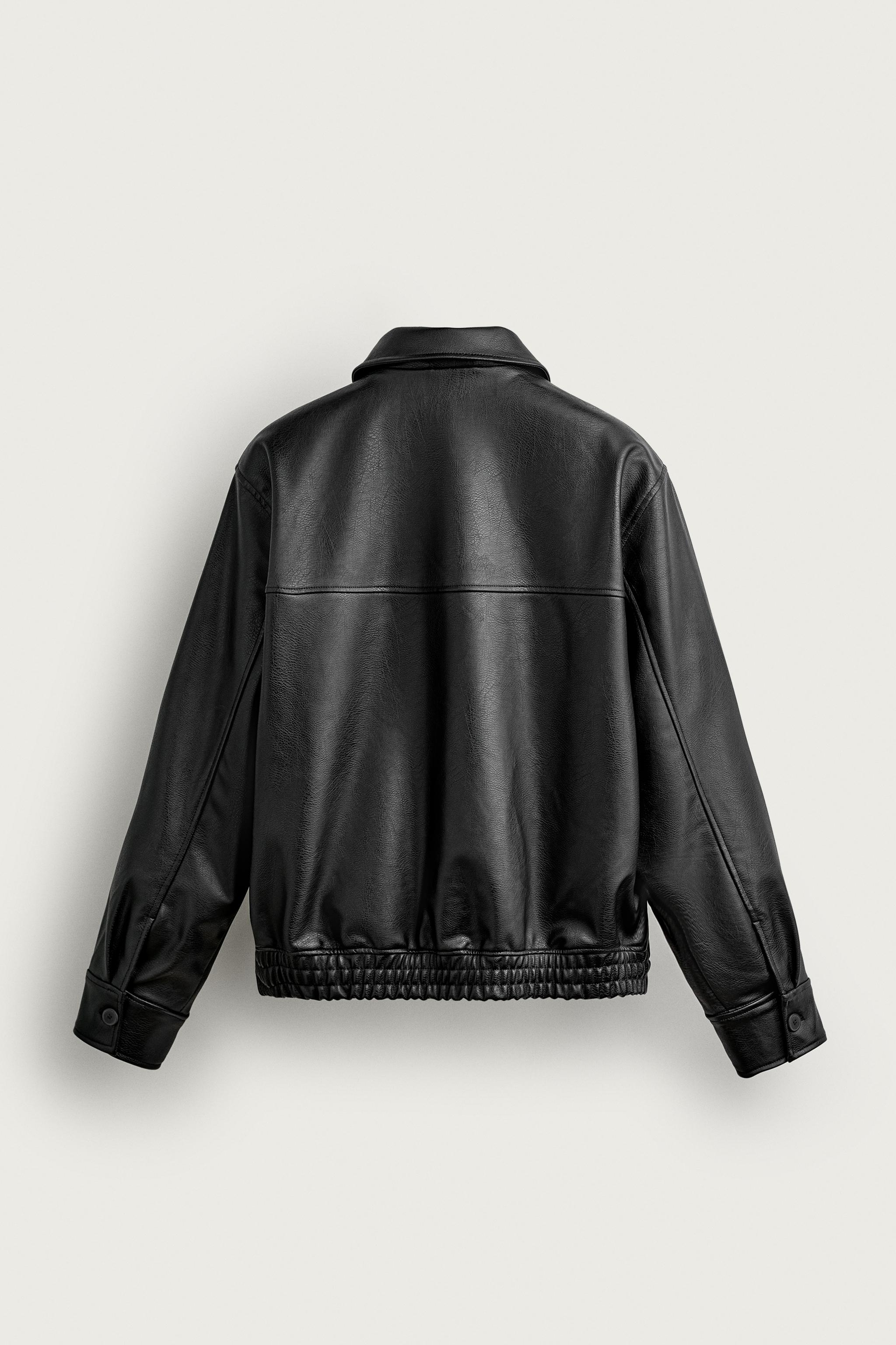 RELAXED-FIT FAUX LEATHER JACKET